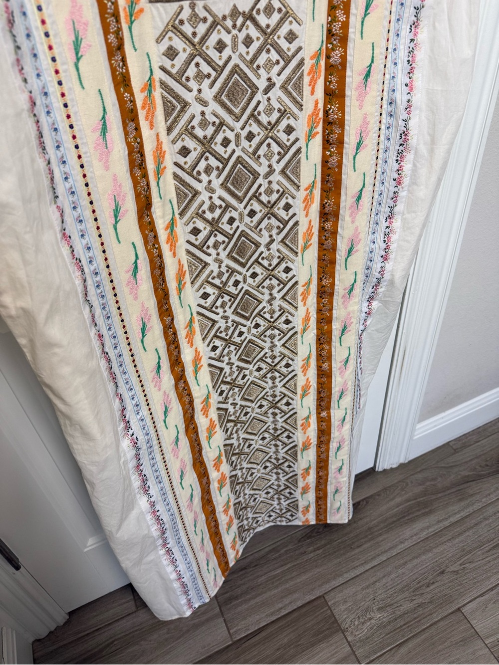 NWT Tory Burch Embroidered Cream Maxi caftan - Picture 7 of 12